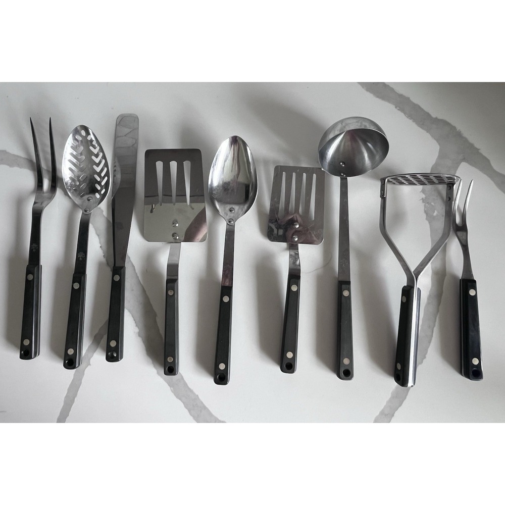 Flint Arrowhead Utensil Vintage Set of 9 Pieces-Made In The USA-Stainless Steel